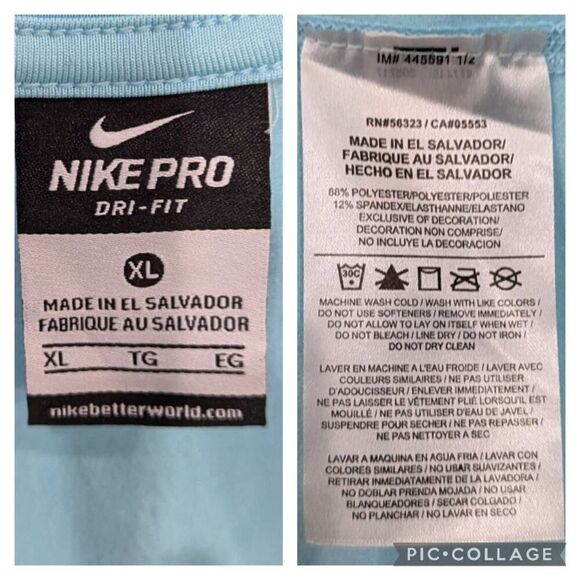 NIKE Pro DRI Fit Athletic Blue Teal Active Sweatshirt 1/2 Zip Pullover Size XL - Picture 3 of 3
